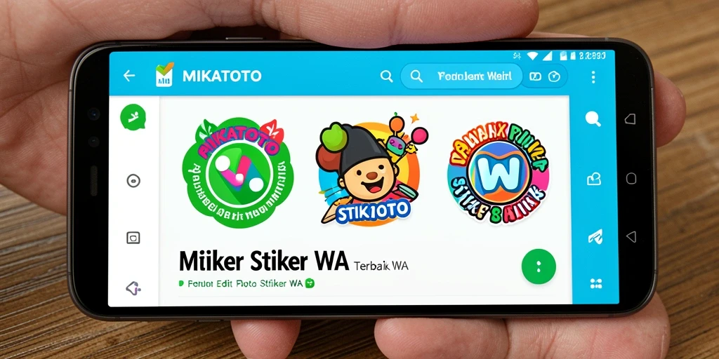 Tampilan antarmuka MIKATOTO dengan fitur pembuat stiker.