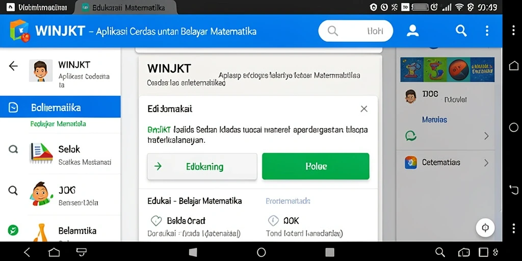 Tampilan menarik aplikasi WINJKT untuk belajar matematika.