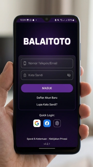 Tampilan halaman login balaitoto